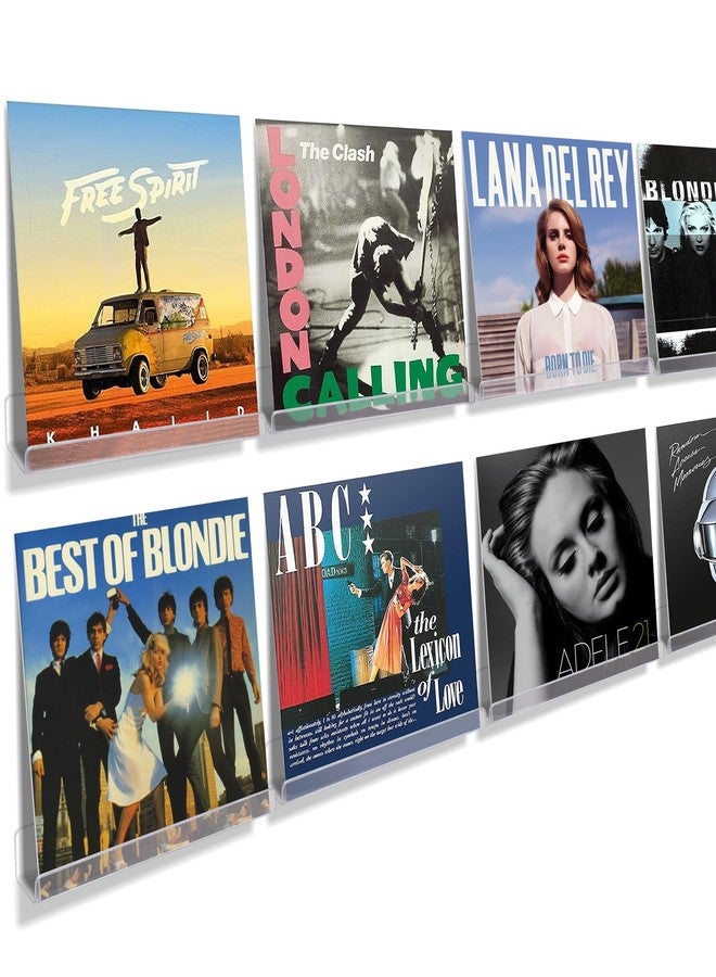 أبس سيمبلز مجموعة من 8 أرفف جدارية لتثبيت أسطوانات الفينيل من upsimples، حامل فينيل 12 بوصة لتخزين وعرض ألبومات الفينيل، أرفف عائمة من الأكريليك الشفاف لتزيين الجدران، رف كتب للأطفال، رف للمجلات، رف للصور - Image 1